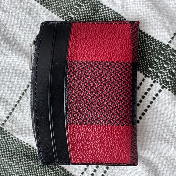 Coach Black and Red Plaid Card Holder - Picture 2 of 2